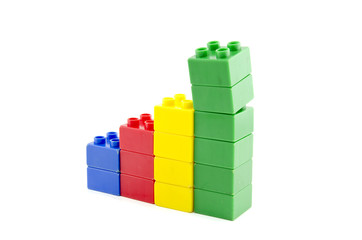 business growth concept. plastic building blocks isolated white background