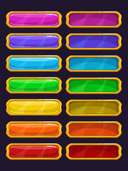 Cartoon colorful buttons with golden rim