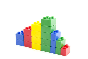 Obraz premium failure business shrinking concept.plastic building blocks isolated white background