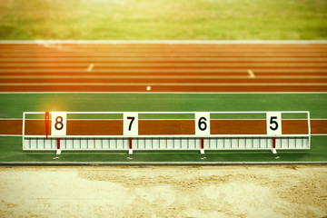 Athletics long jump sand pit with marks