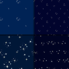 Starry sky seamless pattern set