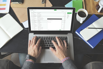 Businessman Using Laptop Working Thinking Concept