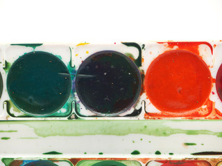 watercolor paints on a white background