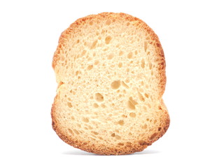 Dried white bread on a white background