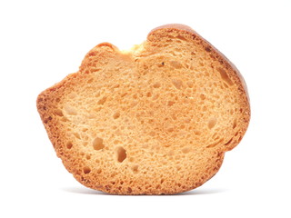 Dried white bread on a white background