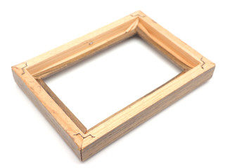 Wooden photo frame on a white background