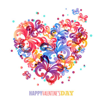 Valentines day background. Vector greeting card template with co