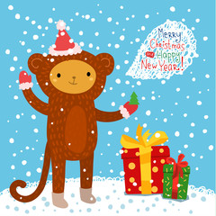 Cute cartoon monkey.