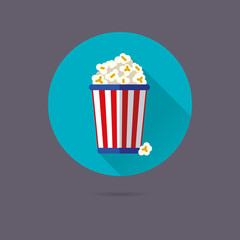 Popcorn bucket flat design vector icon