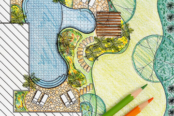 Landscape architect design backyard plan for villa