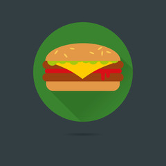 Cheeseburger Flat Design Vector Icon