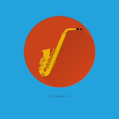 Saxophone Flat Design Vector Icon