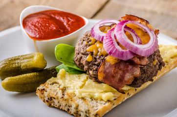 Homemade beef burger