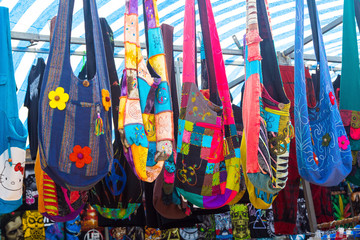 cloth bags with many colors and shapes