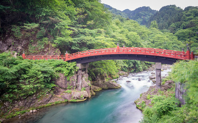 Long exposure of Shinkyo Bridge in Nikko, Japan