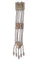 Silver Pendant, Vintage National Silver Jewelry on a White Background, Kazakh National Jewelry