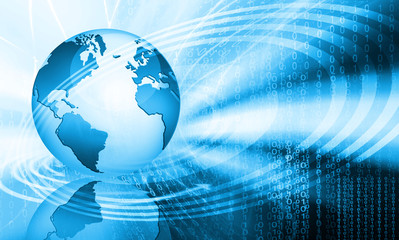 Best Internet Concept. Globe, glowing lines on technological background. Electronics, Wi-Fi, rays, symbols Internet, television, mobile and satellite communications. Technology illustration