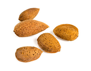 almonds isolated on white