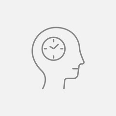 Human head with clock line icon.