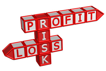 Blocks with word Profit, Risk, Loss