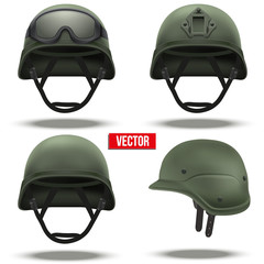 Set of Military tactical helmets green color 