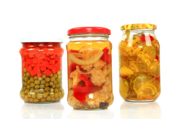 Jars with pickled vegetables