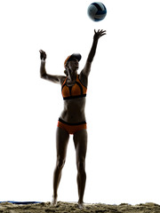 woman beach volley ball player silhouette