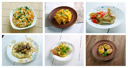 Food set African traditional cuisine.