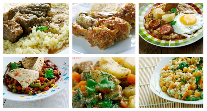 Food set African traditional cuisine.