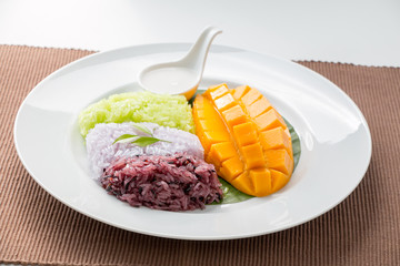 Mango with Sweet Sticky Rice, Thai style tropical desert
