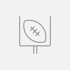 Gate and ball for rugby line icon.