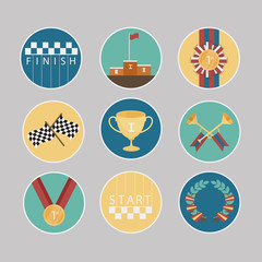 Prizes and Awards  vector icons set