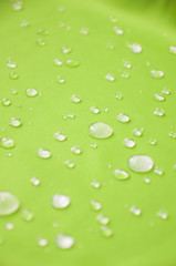 Waterproof coating textile, background with water drops.