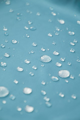 Waterproof coating textile, background with water drops.