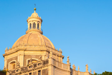 Fototapeta na wymiar The dome of a baroque church (Badia di Sant'Agata) in Catania