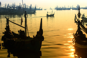 Fishing boats in Muncar, a fishing village in east Java,Banyuvangi