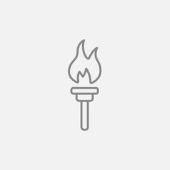 Burning olympic torch line icon.