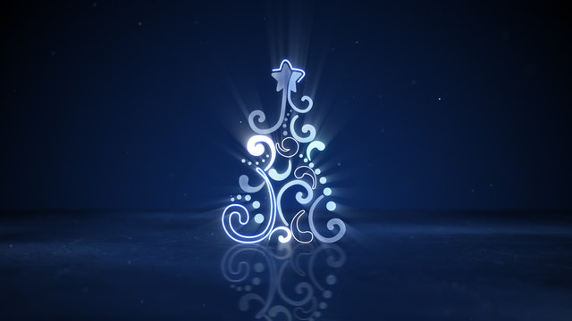 Glowing Neon Christmas Tree Shape