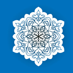 Ornament black white card with mandala.