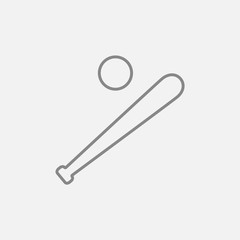 Baseball bat and ball line icon.