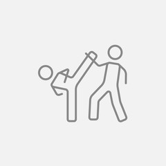 Karate fighters line icon.