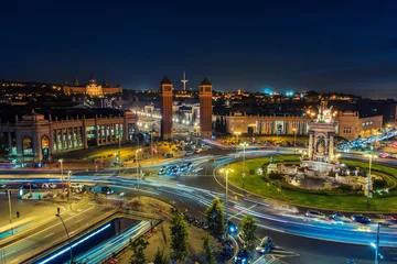 Foto op Plexiglas Luchtfoto van het Spaanse plein in Barcelona, Spanje © Madrugada Verde