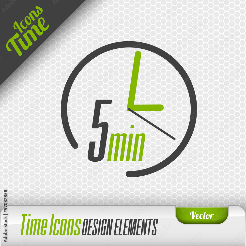Poster time icon 5 minutes symbol vector design elements
