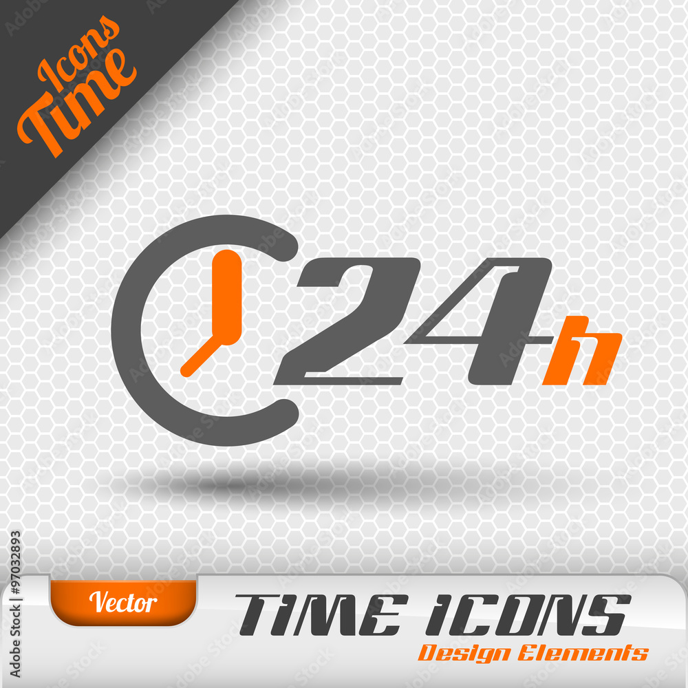 Poster 24 hours icon vector design elements