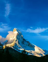 Tableaux ronds sur aluminium brossé Cervin Matterhorn in Swiss Alps
