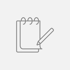 Notepad with pencil line icon.
