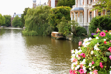 Fototapeta premium Amsterdam view on canals in Netherlands