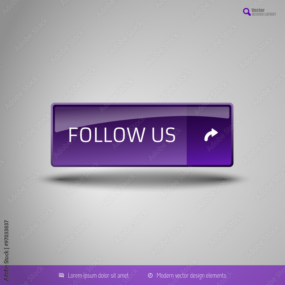Poster simple button on the neutral gray background with icons. vector
