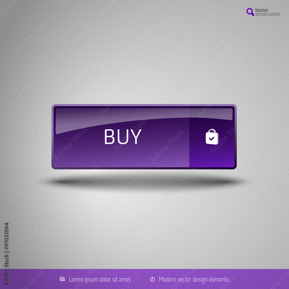 Poster simple button on the neutral gray background with icons. vector