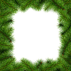 christmas square frame with fir